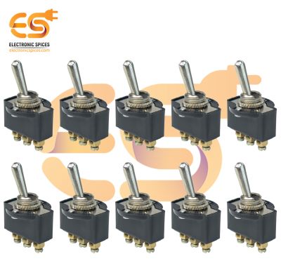 10Amp 250V 3 Pin SPDT Mini Toggle Switch ON / OFF Black Color Pack of 20